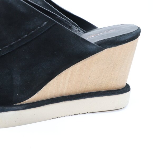 Free People Collection Leather/ Suede Running in Wedges Black Women's Size 10 - Picture 8 of 16